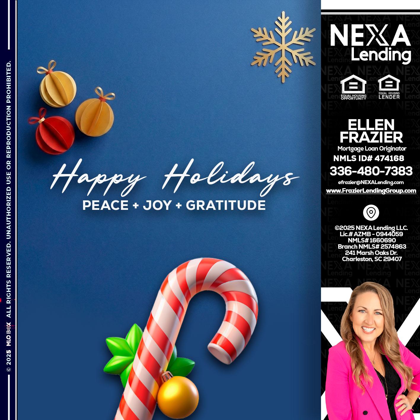 HAPPY HOLIDAYS - Ellen Frazier -Mortgage Broker